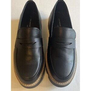 Chinese Laundry Shoes Women’s 6 Black Chunky Penny Loafers Leather Platform Y2K
